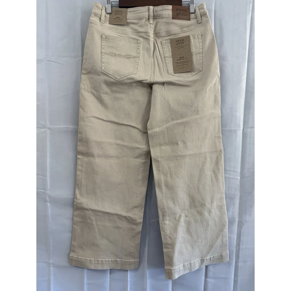FRYE Anthropologie Womens 12 35x30 Pants Riley Wide Leg Khaki Mid Rise New Tags - Picture 4 of 12